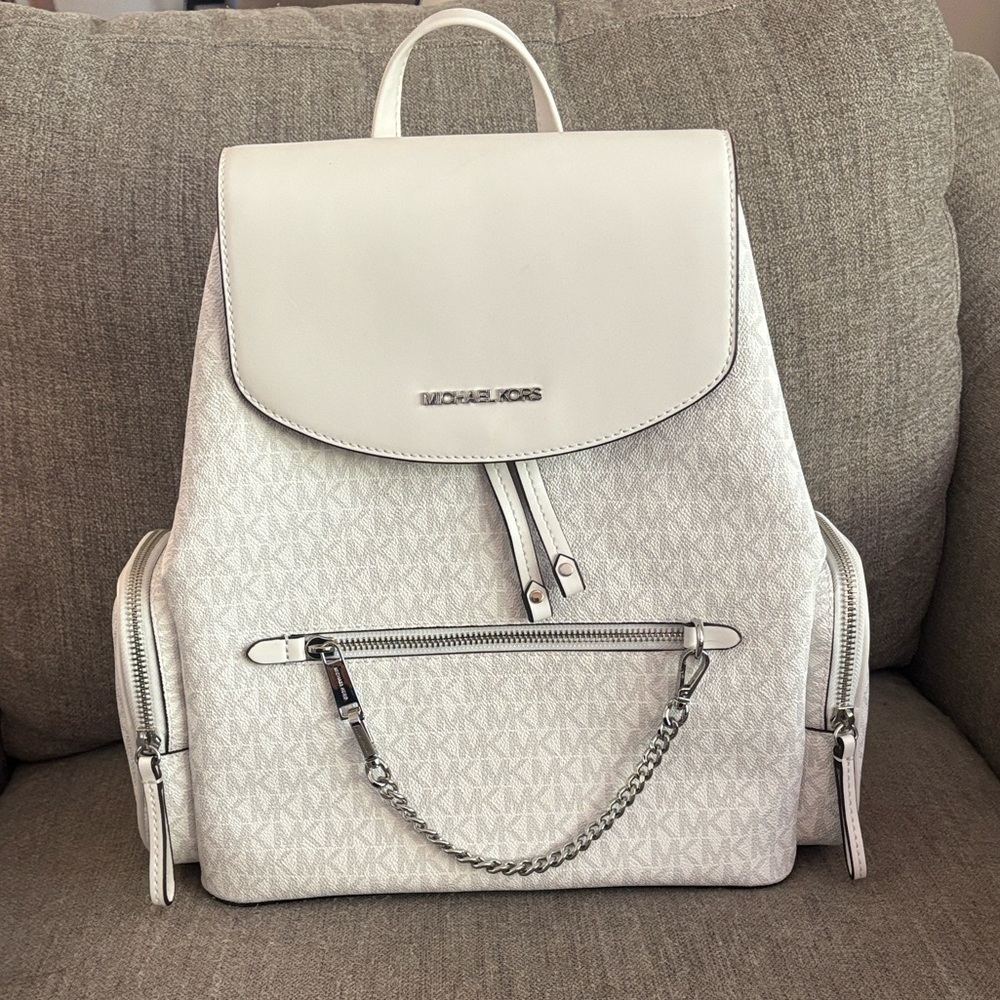 Michael Kors White Textured Backpack